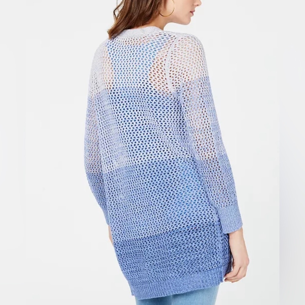 INC International Concepts Blue Ombré Open Knit Sweater Duster size PXL - Picture 6 of 7